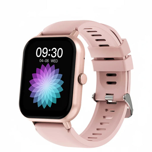 Smartwatch with a pink band on a white background