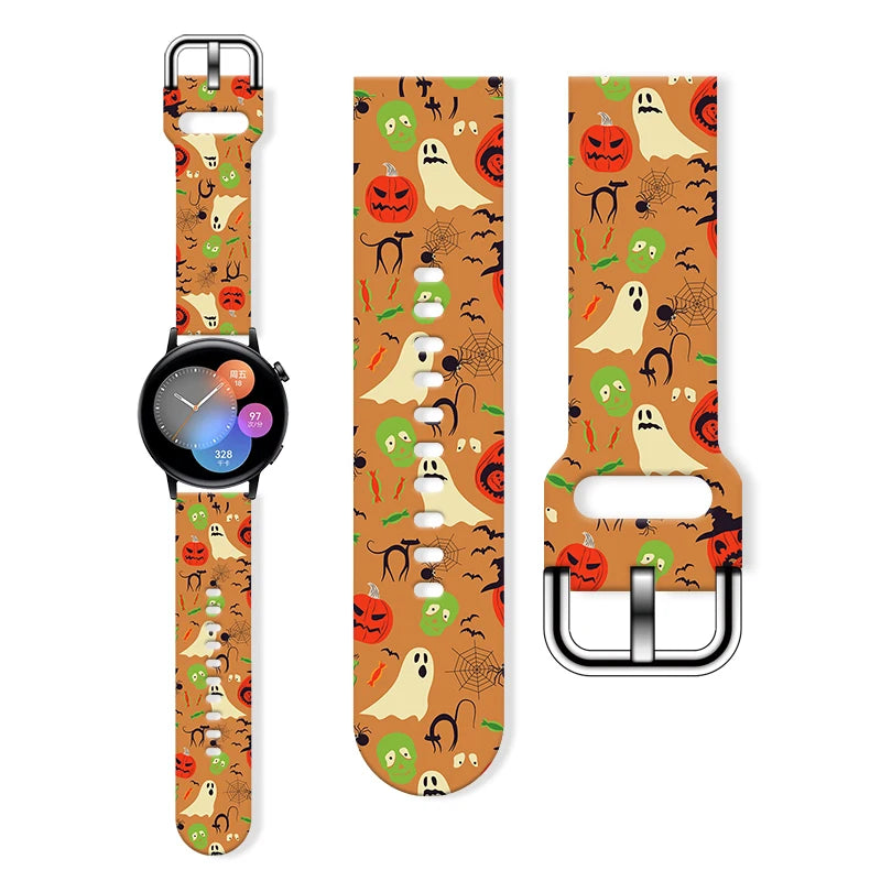 SmartPulse Halloween bands glowing with vibrant colors, perfect for festive celebrations and enhancing holiday spirit
